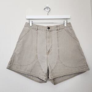 Vintage 90s Patagonia Khaki High Rise Wide Leg Mom Shorts Cotton Canvas 8
